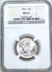 1965 Washington Quarter Business Strike NGC MS67 Nice Luster #D111A - Picture 1 of 4