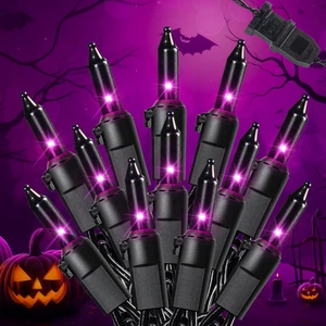 Purple Halloween Mini Lights,2 Pack 13 FT 50 Count Incandescent Bulb - Picture 1 of 12