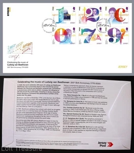 Jersey Stamps: "Celebrating Music of Ludwig van Beethoven" First Day Cover 2020 - Picture 1 of 3
