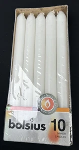 BOLSIUS 10 Pack Unscented 9.5” White Household Dinner Candles 7.5 Hour New - Picture 1 of 3