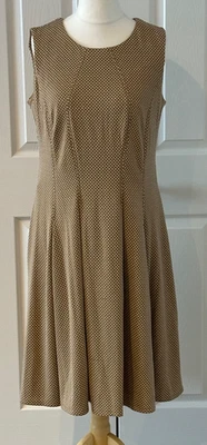 Ronni Nicole Fit & Flare Dress - Tan / White Polka Dots - Size 14 - BNWT - Image 1 of 4