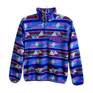 Patagonia Women's Snap-T Fleece Pullover Wild Desert Aztec Size S Blue Purple - Picture 1 of 9
