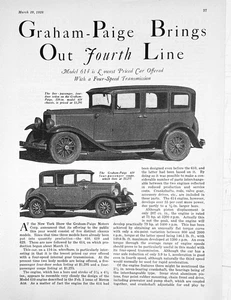 1928 Report Graham - Paige Model 614 Four Speed Sedan & Coupe Pics Specs Info - Picture 1 of 2