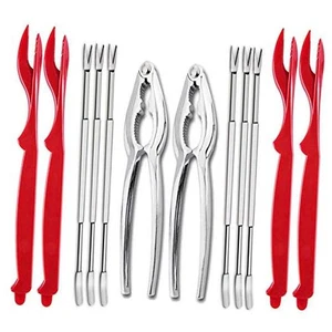 Pcs Crab Leg Crackers and Tools Set, Including 2 Crab Leg Crackers, 4 Red 12 - Picture 1 of 8