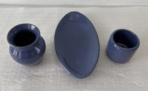 Bybee Pottery Blue Vase Dish And Cup Set Of 3 Handmade In Kentucky USA - Picture 1 of 6