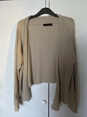 Maggie T - Short Layering Linen & Cotton Open Cardigan Beige Ecru - Sz 3 - image 1 of 4