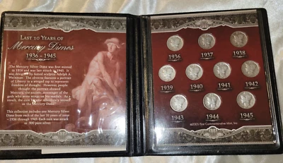 First Commemorative Mint: Last Ten Years Mercury Dimes 1936-1945 COA - Image 1 of 3