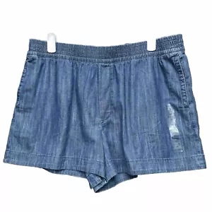 Free Assembly Women's Blue Denim Pull-on Shorts Elastic Waist Size XXL - Picture 1 of 14