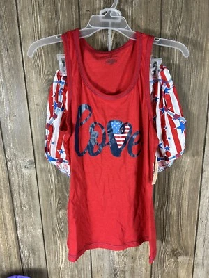 Bobbie Brooks Red White And Blue Love 2 Piece Pajama Set  Large - Imagem 1 de 3