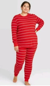 Stars Above Red Striped Thermal Pajama Set Size X-Large NWT - Picture 1 of 6
