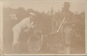 U.S. WWI Real Photo Postcard Photo of Navy Soldiers Band Members, Drum & Trumpet - Picture 1 of 1