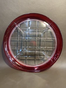 Indiana Glass Ruby Red Divided Tray Dish Vintage Serving - Picture 1 of 8
