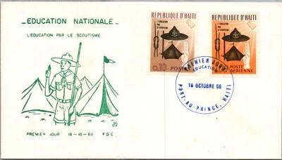 HAITI 1966 CACHET FDC COMM BOY SCOUTS COVER UNADDR CANC PORT-AU-PRINCE - Image 1 of 2
