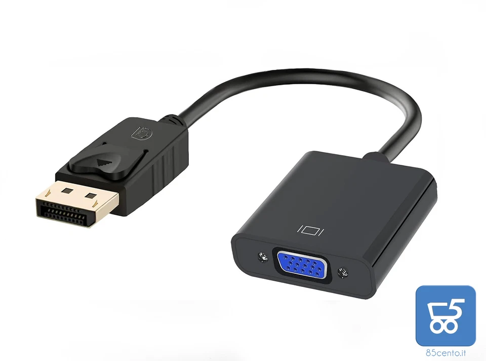 Adattatore Video da uscita DisplayPort a ingresso VGA DP to VGA HP Lenovo Dell - Immagine 1 di 3