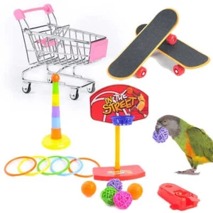 Funny Bird Training Toy Supplies Basketball Stand Lovebird Shopping Cart Bird To - Picture 1 of 13
