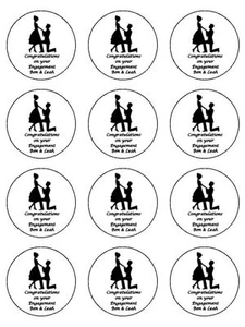 15 x 2" Personalised Engagement Celebration PRE-CUT ICING Cup Cake Toppers - Picture 1 of 1