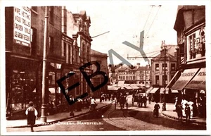 MANSFIELD NOTTINGHAMSHIRE MARKET STREET SHOP FRONTS 1915 REAL PHOTO VTG POSTCARD - Picture 1 of 2