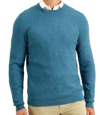 Tasso ELBA Mens Cotton Silk Cashmere Jacquard Crewneck Sweater Turquoise M