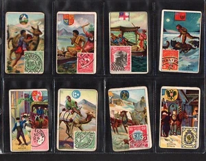 8 x Rare Cigarette trade cards Flags Coins Stamps Postmen of the World 2 images - Picture 1 of 2