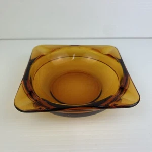 Vintage Amber Glass Square Ashtray Duralex Saint Gobain France Tobacciana 12cm - Picture 1 of 15
