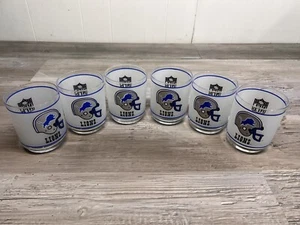 6 NFL Detroit Lions Vintage Logo LE Mobile Gas Collectors Cup Frosted Glass 4” - Picture 1 of 10