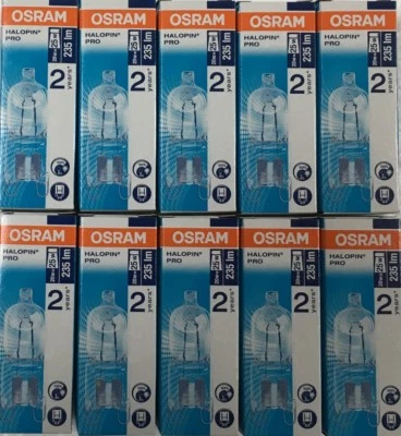 10 yes 10 Osram 20W = 25W G9 2pin Halopin Halogen Capsule Clear Dimmable bulb - Image 1 of 4