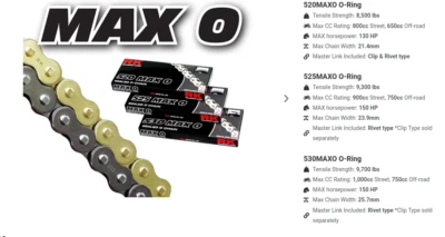 Husqvarna CR250 1984-2005 RK Racing MAX-O 120 Link 520 Pitch O-Ring Chain Gld - Image 1 of 4