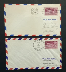 US Stamps # C45 On Cover(2) Wake Island To San. Fran. And Honolulu To Wake- 1951 - Picture 1 of 5
