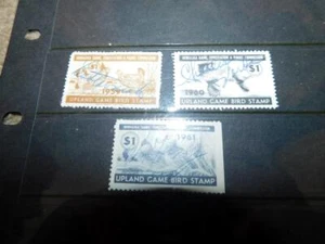 SELLOS DE PÁJARO DE JUEGO NEBRASKA COMMISSION, JUEGO DE TIERRAS ALTAS 1959, 60 Y 61 TODOS USADOS - Imagen 1 de 1