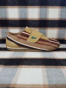 LACOSTE,LEATHER AND TEXTILE UPPERS, UK 7/EU 40.5,TAN STRIPES.