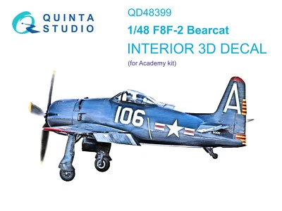 FÜNFTES STUDIO Quinta Studio 1/48 F8F-2 Bearcat 3D-gedrucktes & farbiges Interieur...