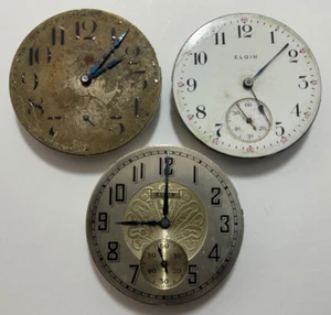 Lot of 3x Elgin National Pocket Watch Co. 16s 15j Movements for Parts or Repair - Picture 1 of 2