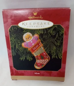 Mom Hallmark Metal Keepsake Christmas Holiday Tree Ornament Dated 1999 Stocking - Picture 1 of 5