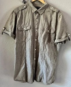 Structure Shirt Mens XL Gray Short Sleeve Button Up Slim Fit Button Sleeves - Picture 1 of 3