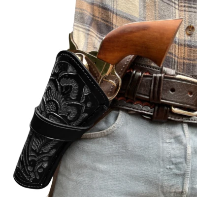 Revólver con funda de dibujo cruzado para mano izquierda | Funda Western de cuero | Ruger Colt SW Foto 1 de 3