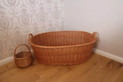 Wäschekorb inklusive Wäscheklammerkorb  Wäschesammler Weidenkorb Wäsche Weide - Bild 1 von 4