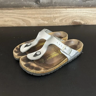 Birkenstock Mujer Sandalias Zapatos Giza Gris Plata Charol Talla EU 36 Foto 1 de 4