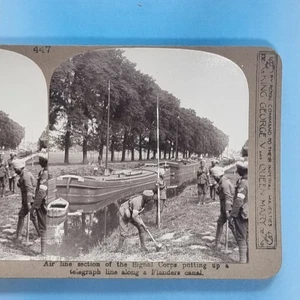 Indian Signals Brigade Erect Telegraph Wires WW1 Stereoview 3D RP Card C1916 - Picture 1 of 2