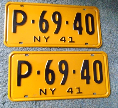 Pair of 1941  New York License Plates - NY  #P-69-40 (READ) - Image 1 of 3