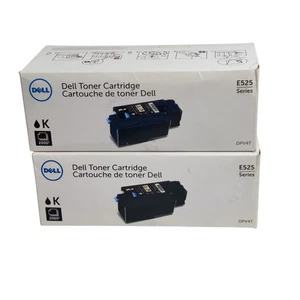 Juego de 2 cartuchos de tóner negro Dell serie E525 DPV4T - genuino OEM - nuevo sellado - Imagen 1 de 6