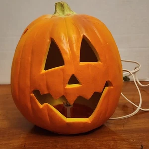 Trendmasters 1995 Halloween Foam Blow Mold Light Up Pumpkin Jack O Lantern Works - Bild 1 von 10
