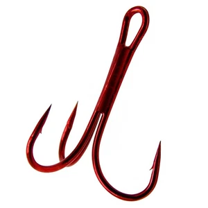 100 Stück Angelhaken scharfe Drillinge Größe 12 # Tackle Barbed Hooks rot - Bild 1 von 16