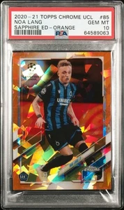 Noa Lang Rookie Orange Sapphire /25 PSA 10 Club Brugge 2020 Topps Chrome UCL #85 - Picture 1 of 3