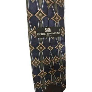 PIERRE BALMAIN Paris Italian Silk Tie Abstract Geometric Multicolor Designer - Picture 1 of 2