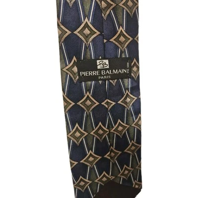 PIERRE BALMAIN Paris Italian Silk Tie Abstract Geometric Multicolor Designer  - Image 1 of 2