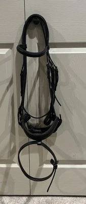 Red Barn Centerline Leather Horse Black Snaffle Dressage Bridle Flash And Crank - Image 1 of 4
