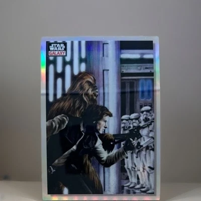 Star Wars Galaxy Refractor 2022 Sneaking Around Danger #46 Han Solo Chewbacca Foto 1 de 2