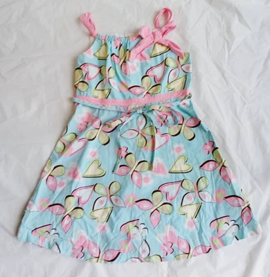 Bonnie Jean Butterfly Sun Dress Girl's Size 5 Pink and Blue Floral Bow - Image 1 of 4