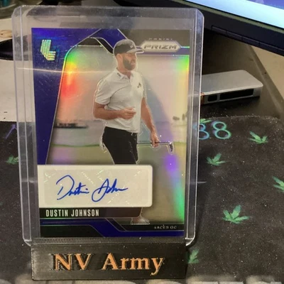 2025 Panini Prizm LIV Golf Dustin Johnson Blue Prizm Signatures Auto /99 - Image 1 of 2
