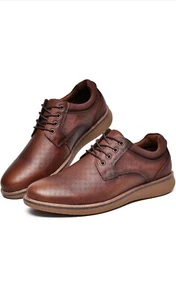 Arkbird Men's Brown Leather Oxford, Casual Lace-Up Dress Shoes Size (9) - Picture 1 of 6